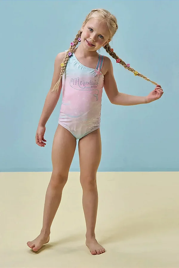 Maiô em Malha com Proteção UV50+ Kukiê Infantil Menina