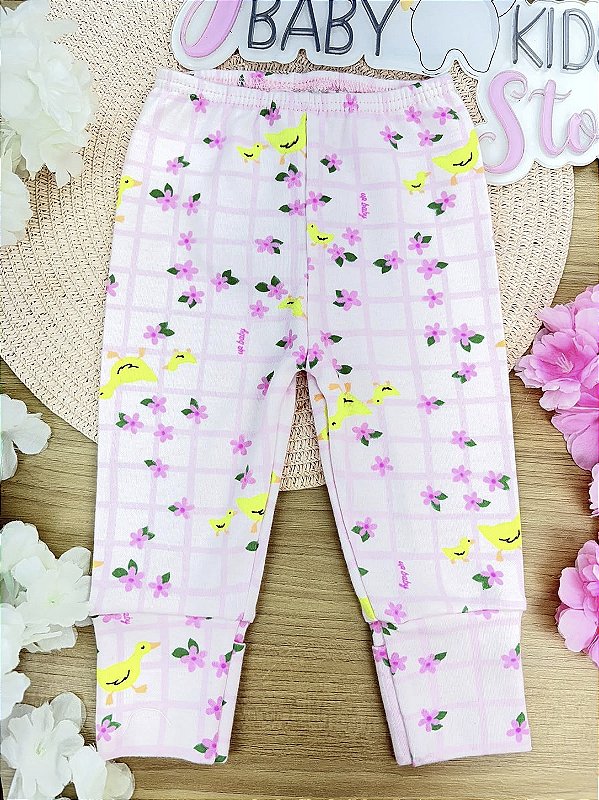 Calça em Suedine Rosa Xadrez Up Baby