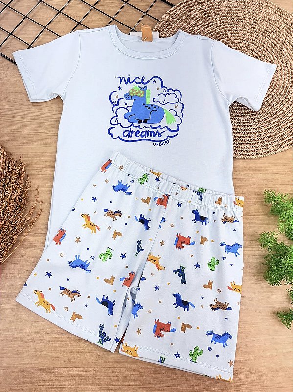 Pijama Blusa e Short em Suedine Cavalo Up Baby