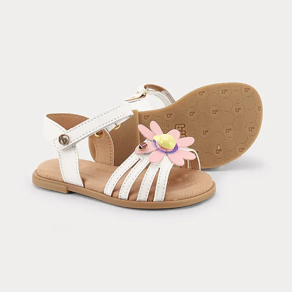 Sandália Infantil Bibi Shine Mini Branca com Flor