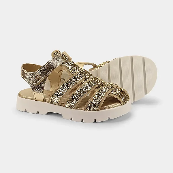 Sandália Infantil Bibi Plataforma 2.0 Dourada com Glitter