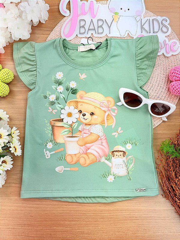 Blusa em Meia Malha Verde Infanti Infantil Menina