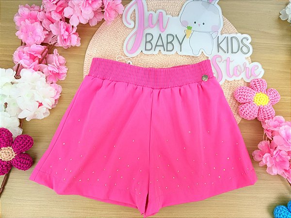 Shorts Rosa com Strass Mon Sucré