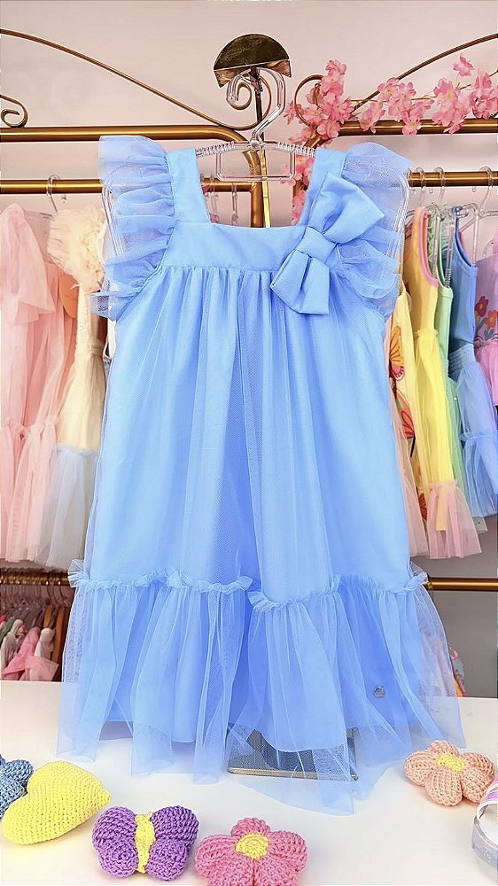 Vestido Azul Lacinho Mon Sucré