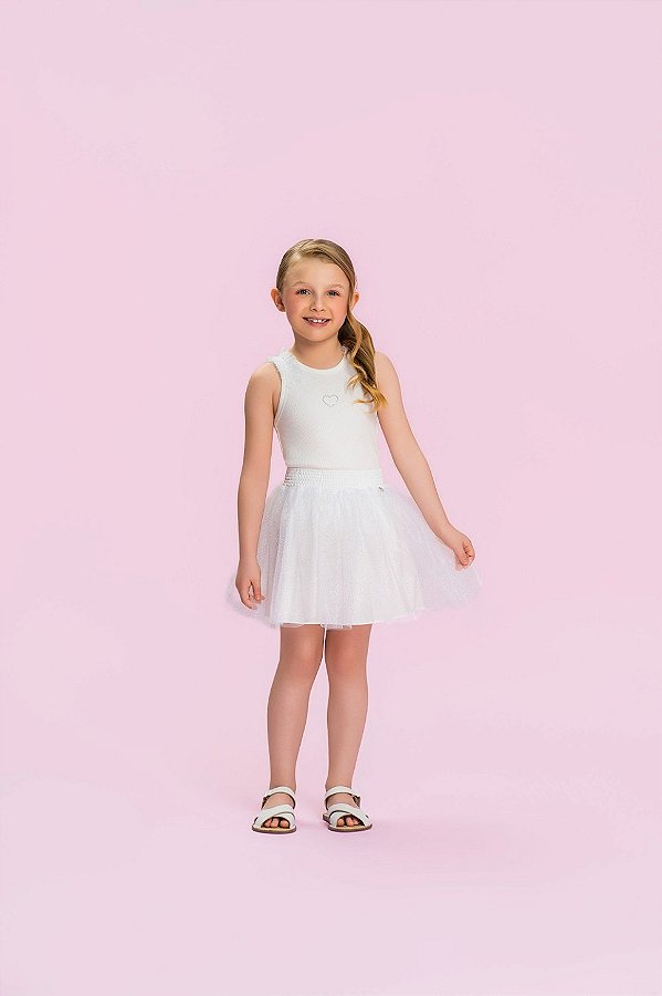 Conjunto Regata Ribana e Saia Tule Glitter Mon Sucré