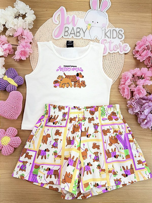 Conjunto Cropped e Short Cotton Bee Loop