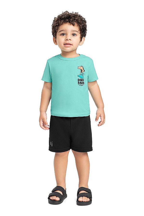 Conjunto Camiseta Malha e Bermuda Moletom Bee Loop
