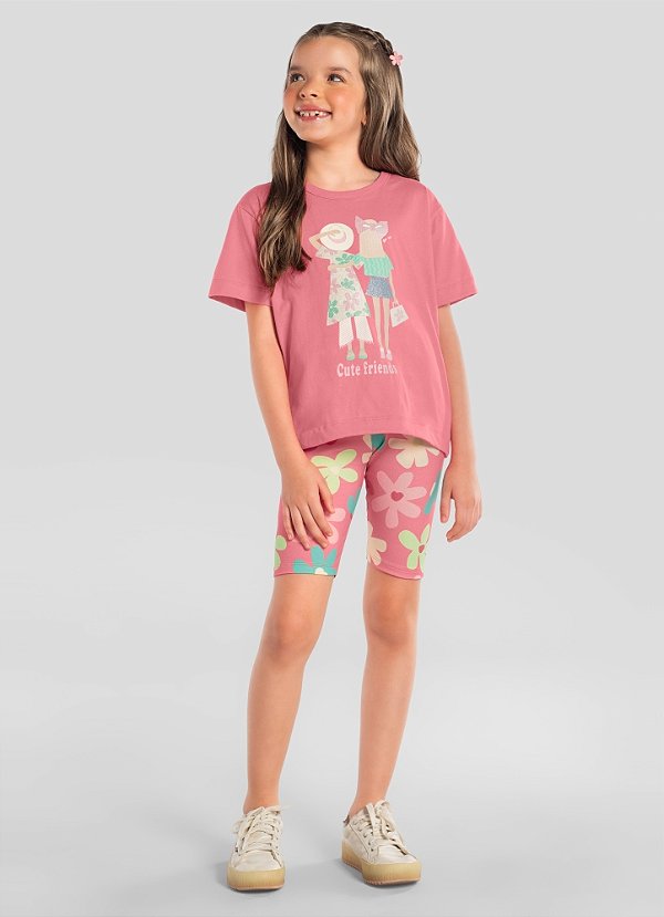 Conjunto Infantil Menina Meia Malha e Cotton Brandili