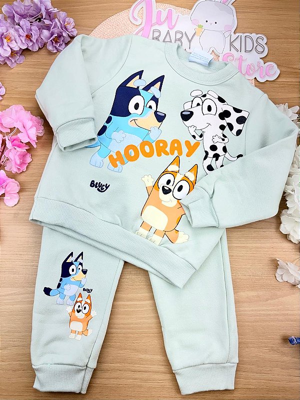 Conjunto Blusão e Calça Jogger em Moletom Bluey Brandili