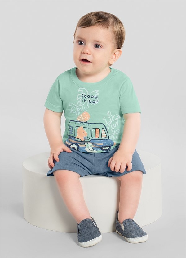 CONJUNTO INFANTIL MENINO EM MEIA MALHA E MOLETINHO BRANDILI