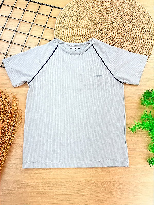 Camiseta Infantil Menino Tecnológica Cinza em Malha Fit com Termo Refletivo