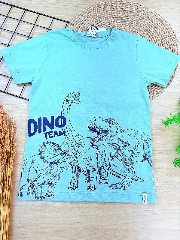 Camiseta em Meia Malha Dino LucBoo Infantil Menino