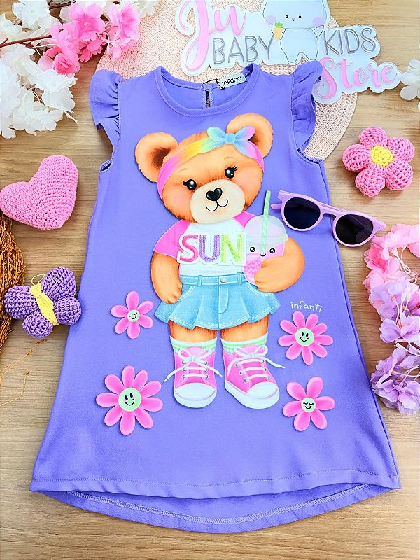 Vestido em Blend de Viscose Infanti Infantil Menina