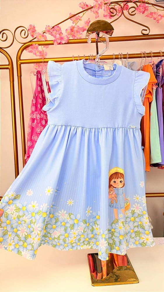 Vestido em Cotton Kukiê Bebê Menina