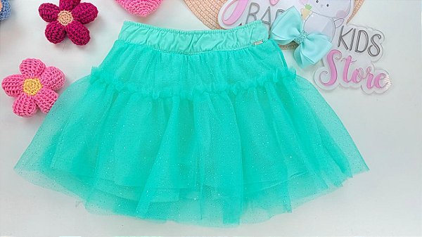 Saia Shorts em Tule Verde Cinti