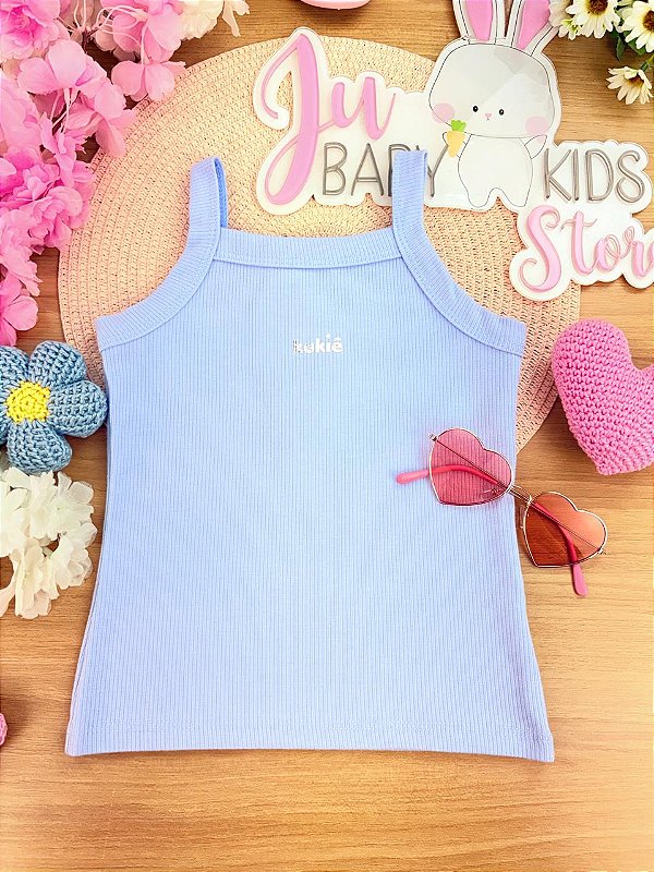 Regata em Canelado Liz Azul Kukiê Infantil Menina