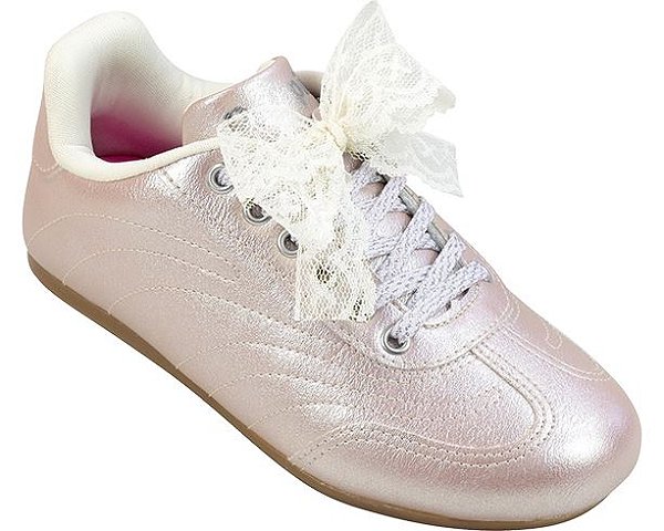 Tênis Flat Infantil Pampili Laço em Renda Rosa