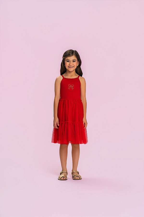 Vestido Vermelho Laço Mon Sucré
