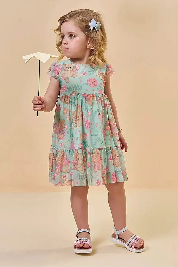 Vestido em Tule com Elastano Kukiê Infantil Menina