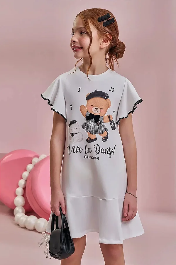 Vestido em Molecotton Kukiê Infantil Menina