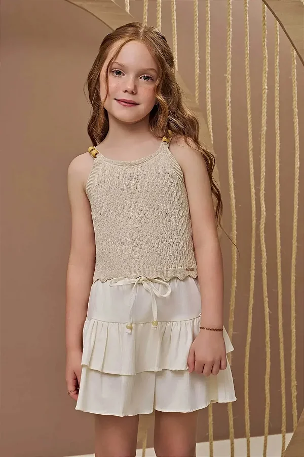 Saia em Sarja com Elastano. Com Shorts Embutido Infanti Infantil Menina