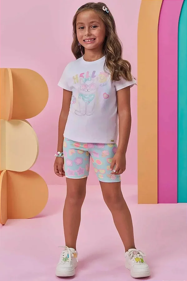 Bermuda Biker em Molecotton Kukiê Infantil Menina