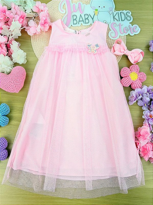 Vestido em Tule Glitter Kukiê Bebê Menina
