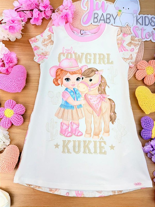 Vestido em Molecotton Kukiê Infantil Menina