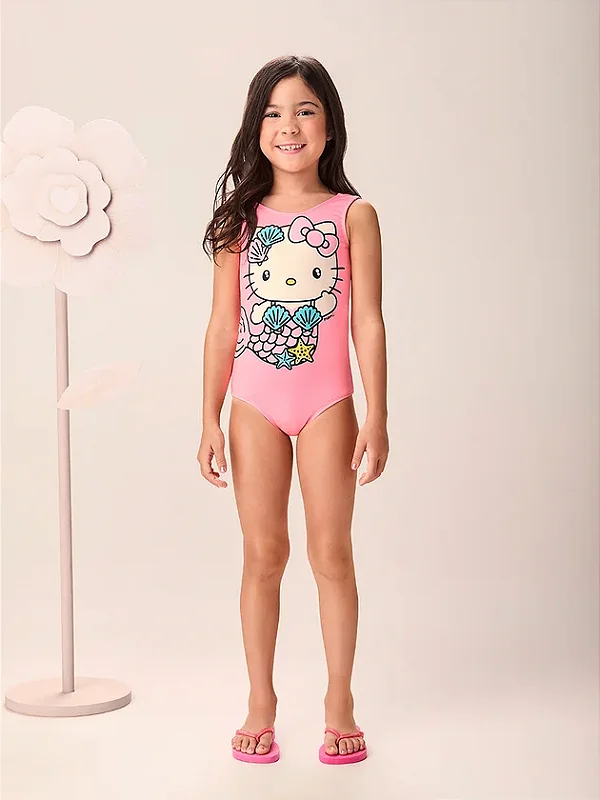 Maio Infantil Menina da Hello Kitty Sereia com Proteção UV Momi