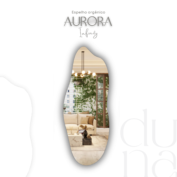Espelho Orgânico Aurora Infinity Essential, Espelho de Corpo Inteiro de parede Pequeno ao Grande para Closet, Consultório, Corredor - Fácil Instalação