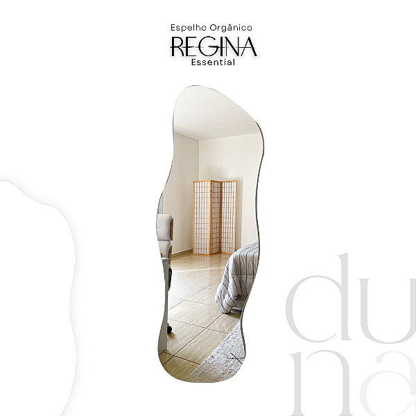 Espelho Orgânico Regina Essential, Espelho de Corpo Inteiro de parede Pequeno ao Grande para Corredores, Quarto, Sala de Estar/Jantar - Fácil Instalação