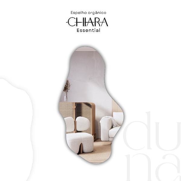 Espelho Orgânico Chiara Essential, Espelho de Corpo Inteiro de parede Pequeno ao Grande para Corredores, Quarto, Sala de Estar/Jantar - Fácil Instalação