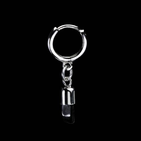 Brinco Key Design de Prata e Pedra SSE Nero