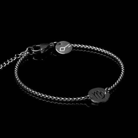 Pulseira Key Design Signo Virgem de Aço Prata Ajustável