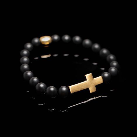 Pulseira Key Design Urah de Pedra Natural Preta