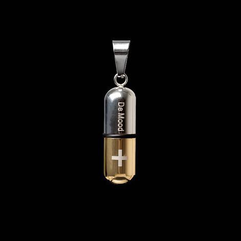 Pingente Key Design de Aço Prata e Dourado