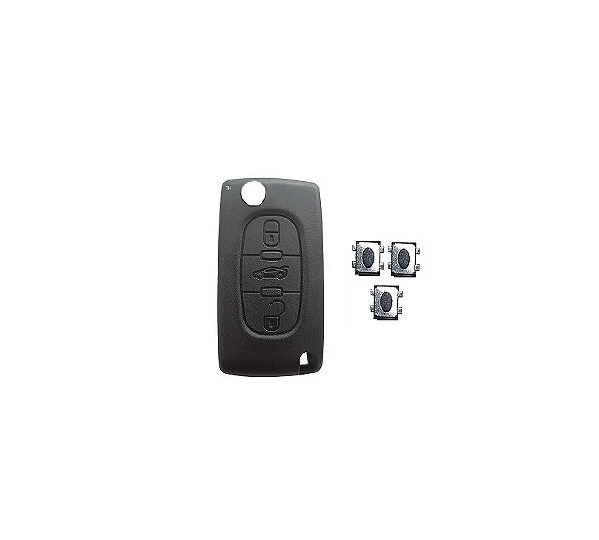 KIT CAPA CHAVE CANIVETE PEUGEOT CITROEN 3 BOTÕES PORTA MALAS