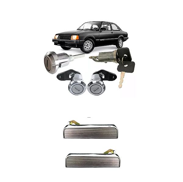 KIT MAÇANETAS E CILINDROS MESMA CHAVE CHEVETTE MONZA CROMADO