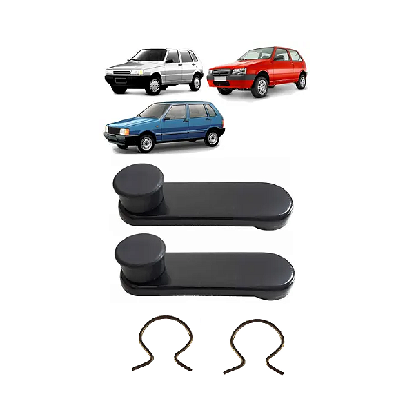 PAR MANIVELA VIDRO PORTA FIAT UNO ELBA FIORINO PREMIO METAL