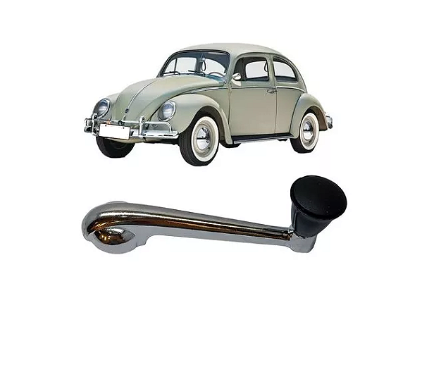 MANIVELA METAL BOTÃO PRETO VIDRO FUSCA 59 Á 70