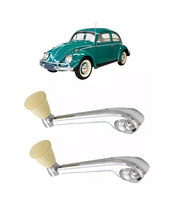 PAR MANIVELA METAL MARFIM VIDRO FUSCA 59 Á 70