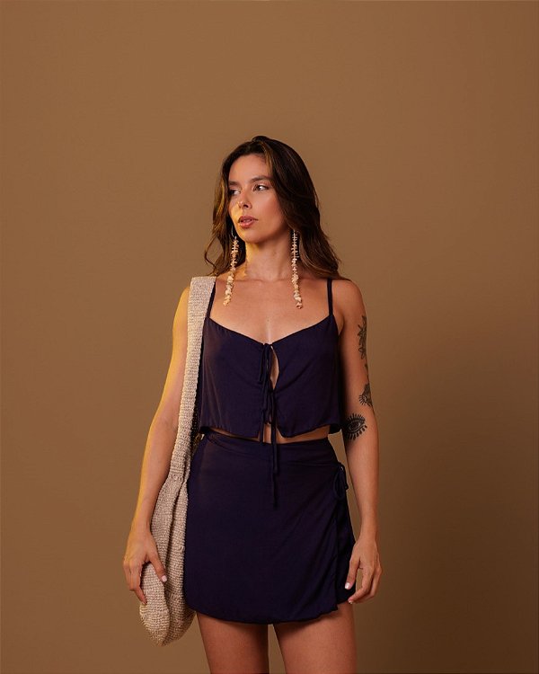 Cropped Laysla Azul Marinho