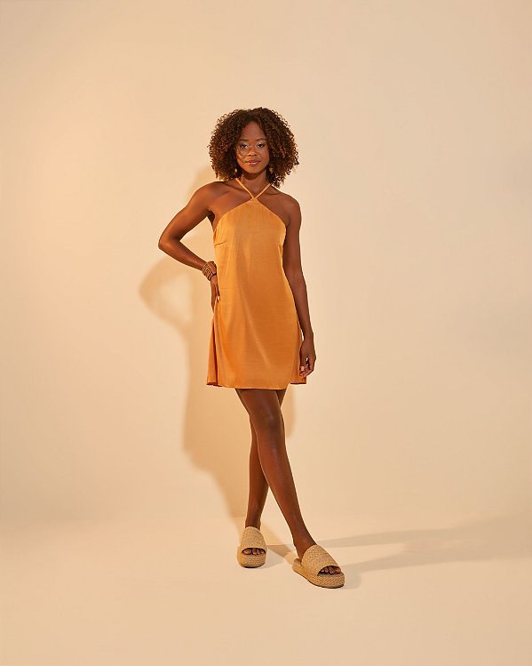 Vestido Acetinado Luara Cúrcuma