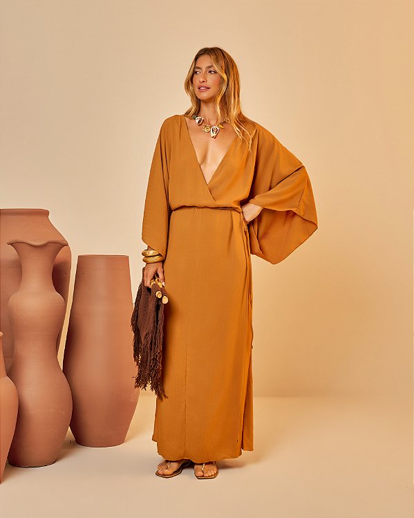 Vestido Midi Palma Caramelo