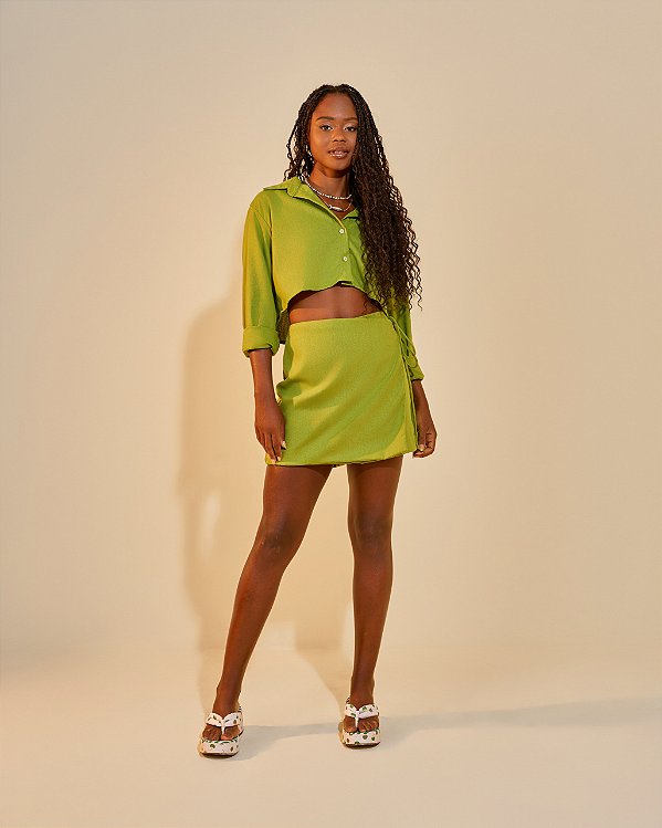 Short Saia Linho Cristina Avocado