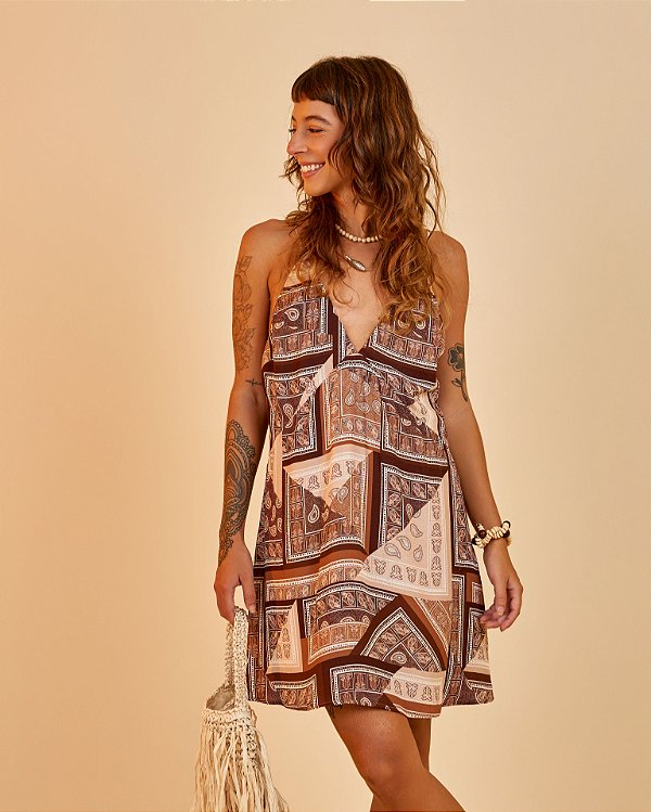 Vestido Curto Lari Boho Tropical