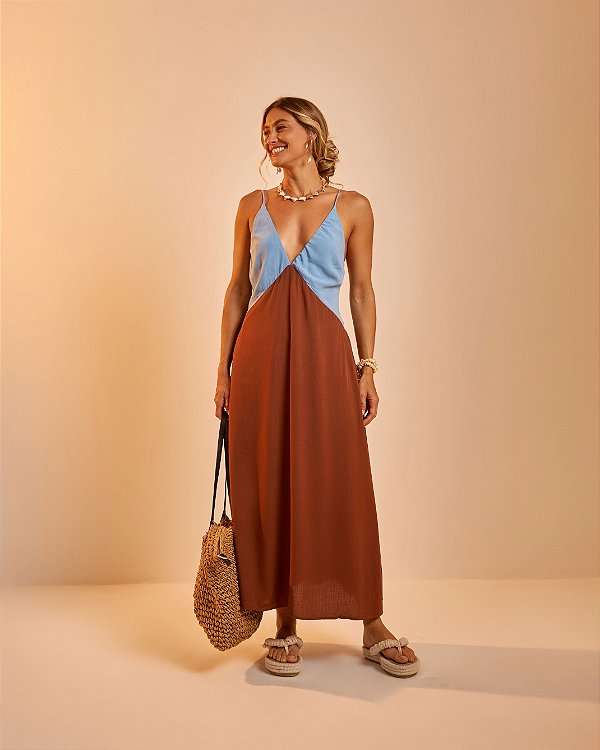 Vestido Bicolor Pietra Chocolate