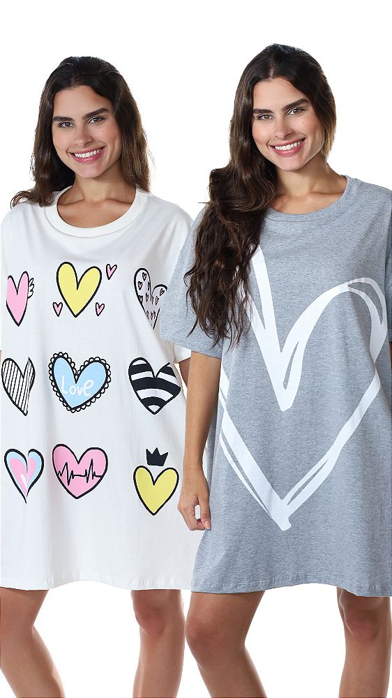 Kit 2 Camisetões Feminino Manga Curta - Empório do Algodão