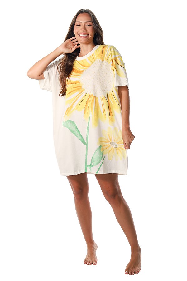 Camisetão Feminino Girassol- Emporio do Algodão