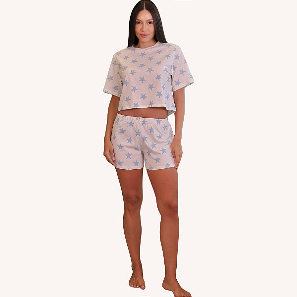 Pijama Feminino Estrela - 100% Algodão
